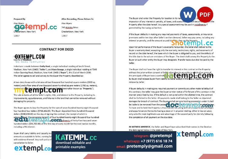 generate contract for deed , Word and PDF format