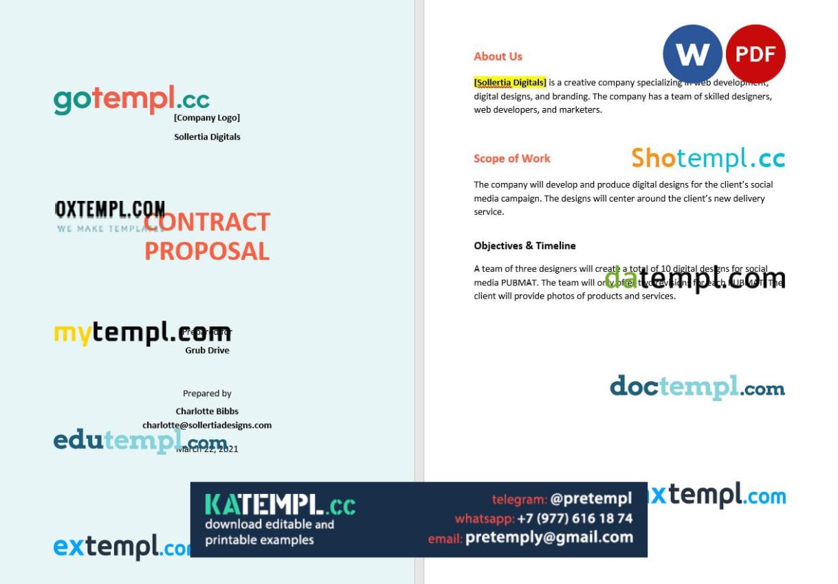 generate contract proposal , Word and PDF format