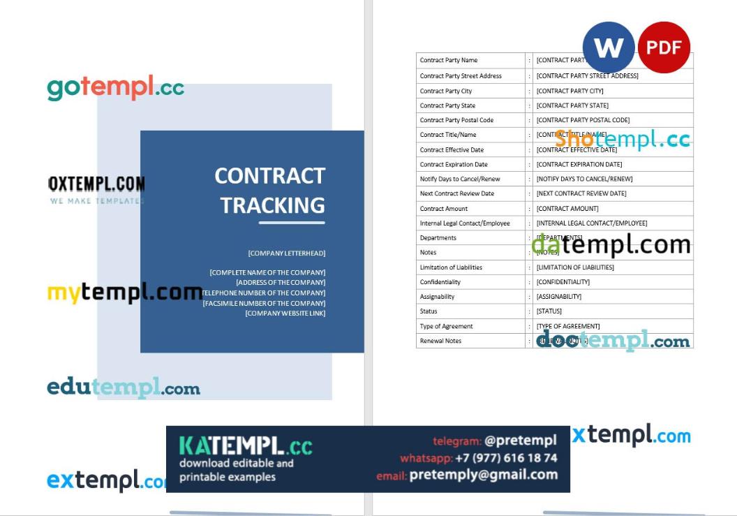 generate contract tracking , Word and PDF format