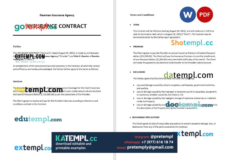 Random Insurance Contract generate insurance contract , Word and PDF format