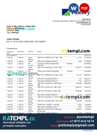 Printing Fidelity Statement.pdf generate Nigeria Fidelity bank statement , Word and PDF