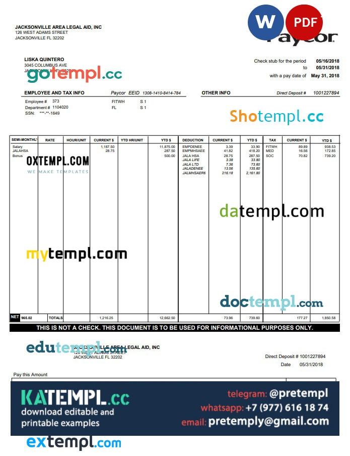 Paycor Pdf generate Paycor paystub Word and PDF