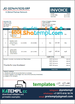 generate USA JD invoice in Word and PDF format, fully editable