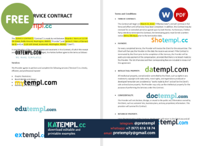generate simpleervice contract , Word and PDF format