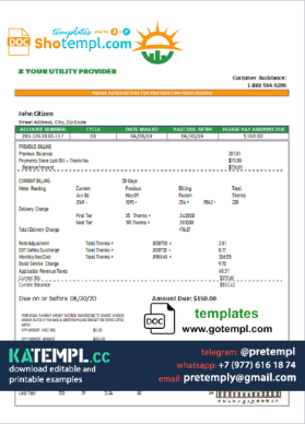 generate #un voice universal multipurpose utility bill in Word format